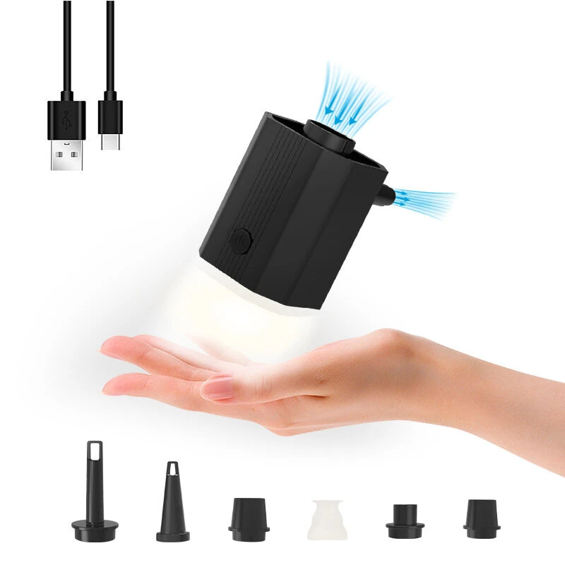 (image for) Portable Mini USB Inflator Pump for Air Mattress with LED Light Built-in Lithium Battery Vacuuming and Illuminating Outdoor Inflatable Pump